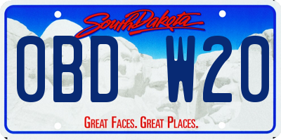 SD license plate 0BDW20