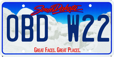 SD license plate 0BDW22