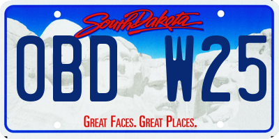 SD license plate 0BDW25