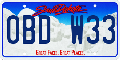 SD license plate 0BDW33