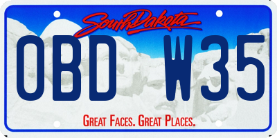 SD license plate 0BDW35