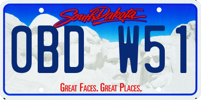 SD license plate 0BDW51