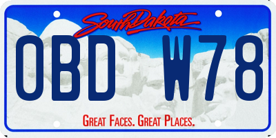 SD license plate 0BDW78