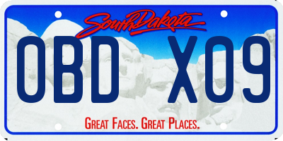 SD license plate 0BDX09
