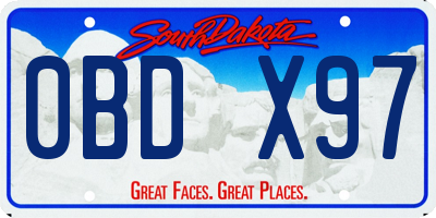 SD license plate 0BDX97
