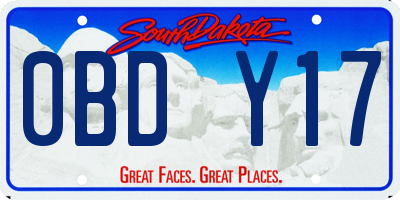 SD license plate 0BDY17