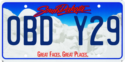 SD license plate 0BDY29