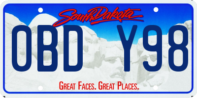 SD license plate 0BDY98