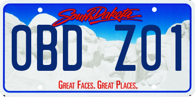 SD license plate 0BDZ01