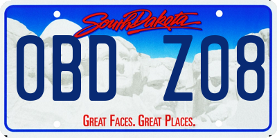 SD license plate 0BDZ08