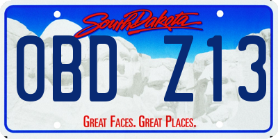 SD license plate 0BDZ13
