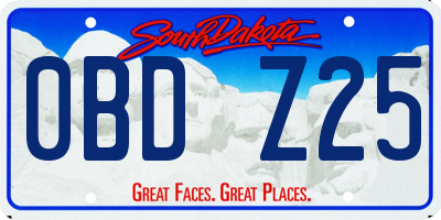 SD license plate 0BDZ25