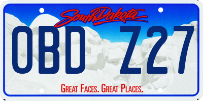 SD license plate 0BDZ27