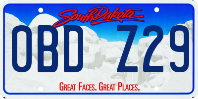 SD license plate 0BDZ29