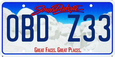 SD license plate 0BDZ33