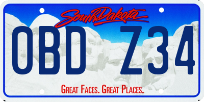 SD license plate 0BDZ34