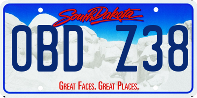 SD license plate 0BDZ38