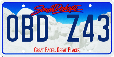 SD license plate 0BDZ43