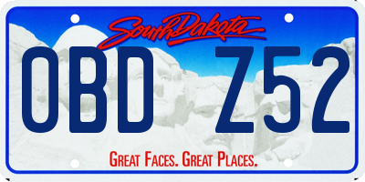 SD license plate 0BDZ52