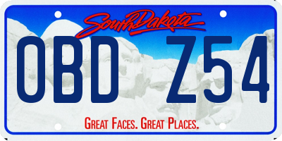 SD license plate 0BDZ54