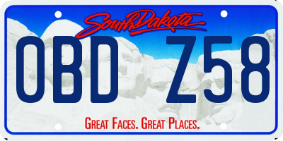 SD license plate 0BDZ58
