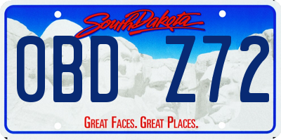 SD license plate 0BDZ72