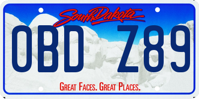 SD license plate 0BDZ89