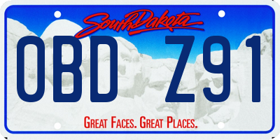 SD license plate 0BDZ91