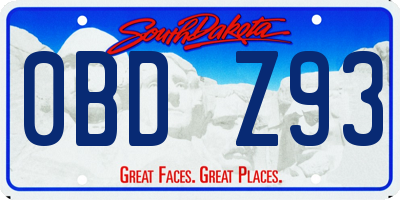 SD license plate 0BDZ93