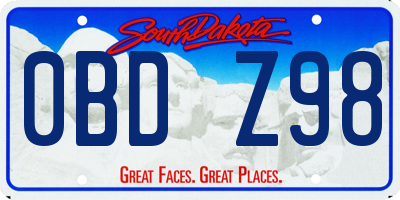 SD license plate 0BDZ98