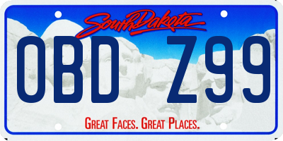 SD license plate 0BDZ99