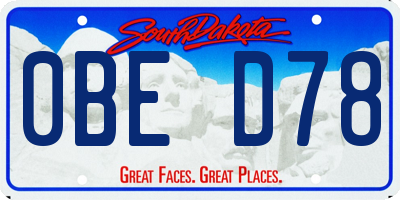 SD license plate 0BED78