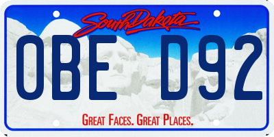 SD license plate 0BED92