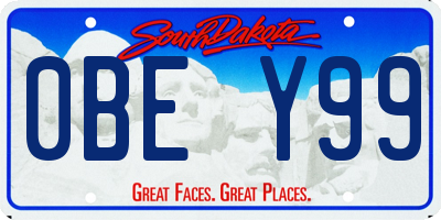 SD license plate 0BEY99