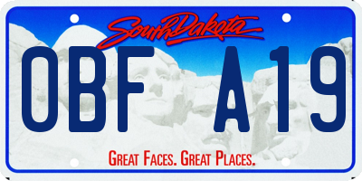 SD license plate 0BFA19