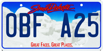 SD license plate 0BFA25