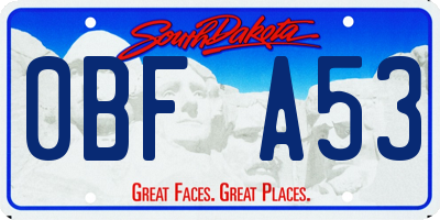 SD license plate 0BFA53
