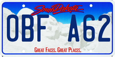 SD license plate 0BFA62