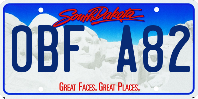SD license plate 0BFA82
