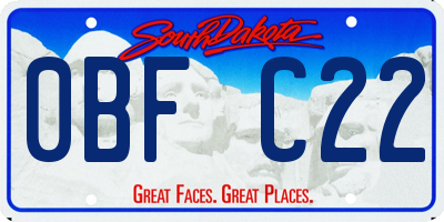 SD license plate 0BFC22