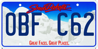 SD license plate 0BFC62