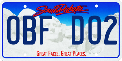 SD license plate 0BFD02