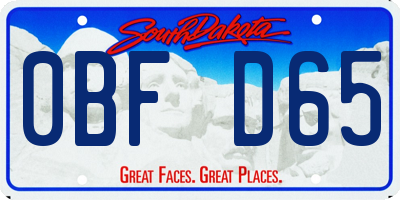 SD license plate 0BFD65