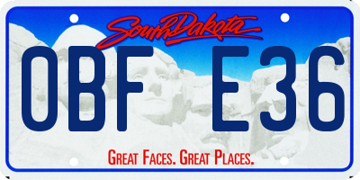 SD license plate 0BFE36