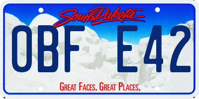 SD license plate 0BFE42
