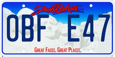SD license plate 0BFE47