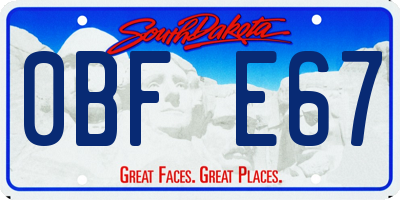 SD license plate 0BFE67