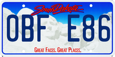 SD license plate 0BFE86