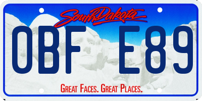SD license plate 0BFE89