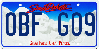 SD license plate 0BFG09